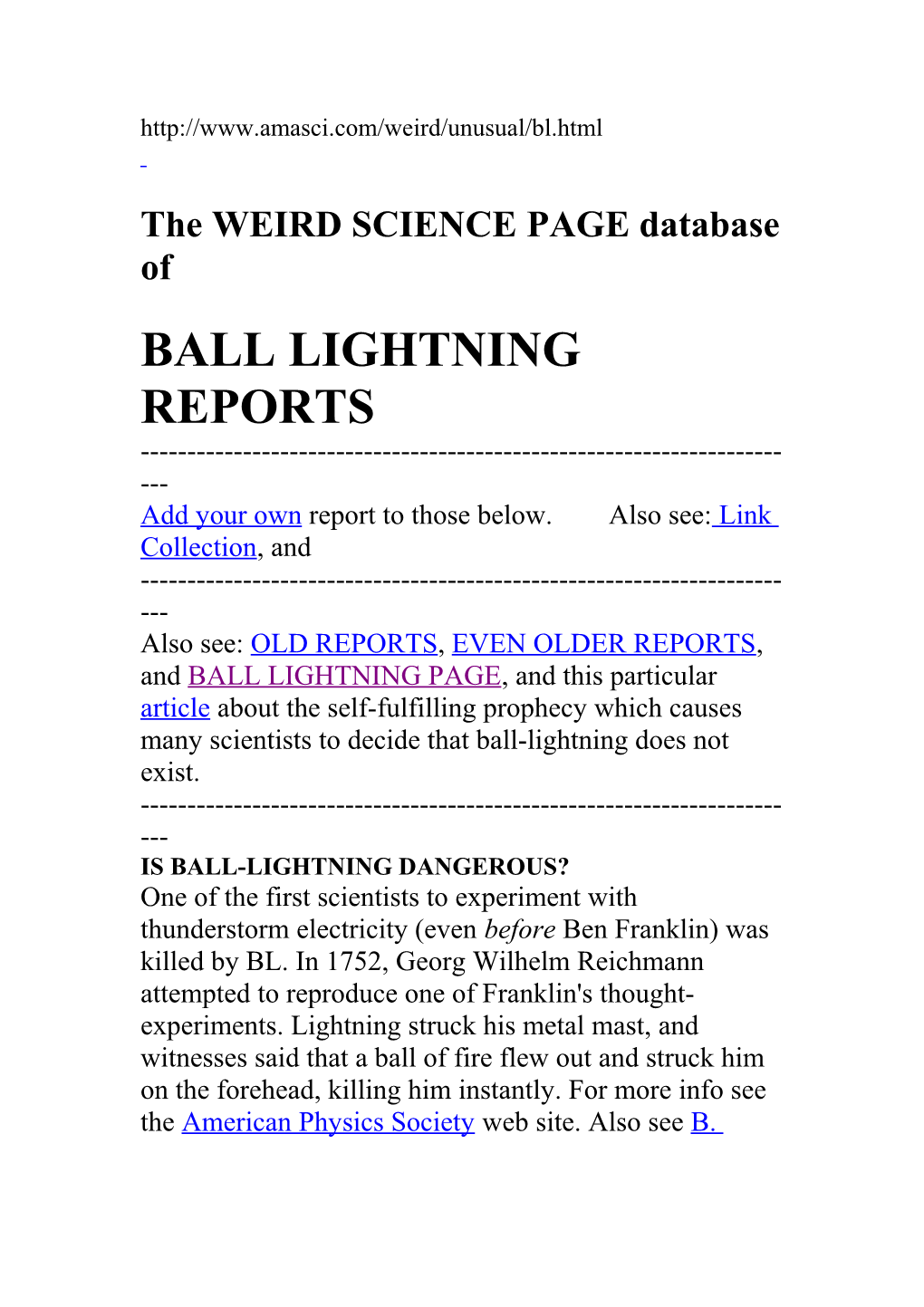 The WEIRD SCIENCE PAGE Database Of