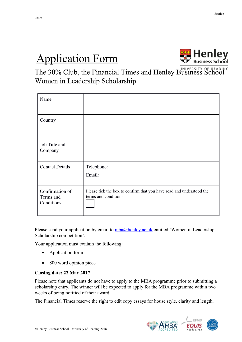 HBS Document Template