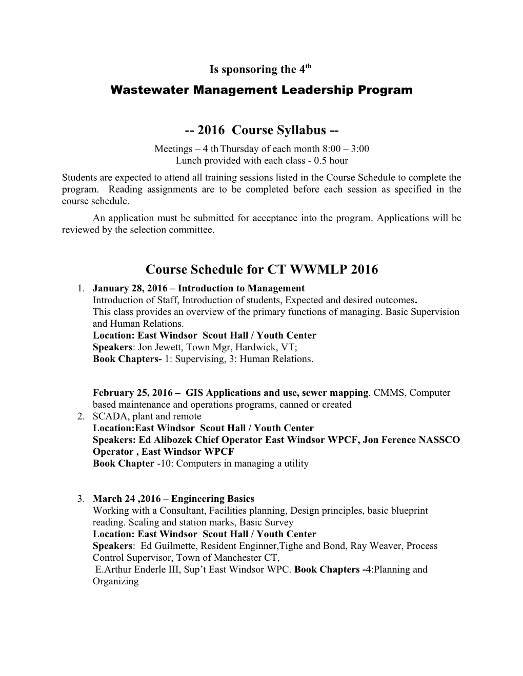 Wastewater Management Leadership Program
