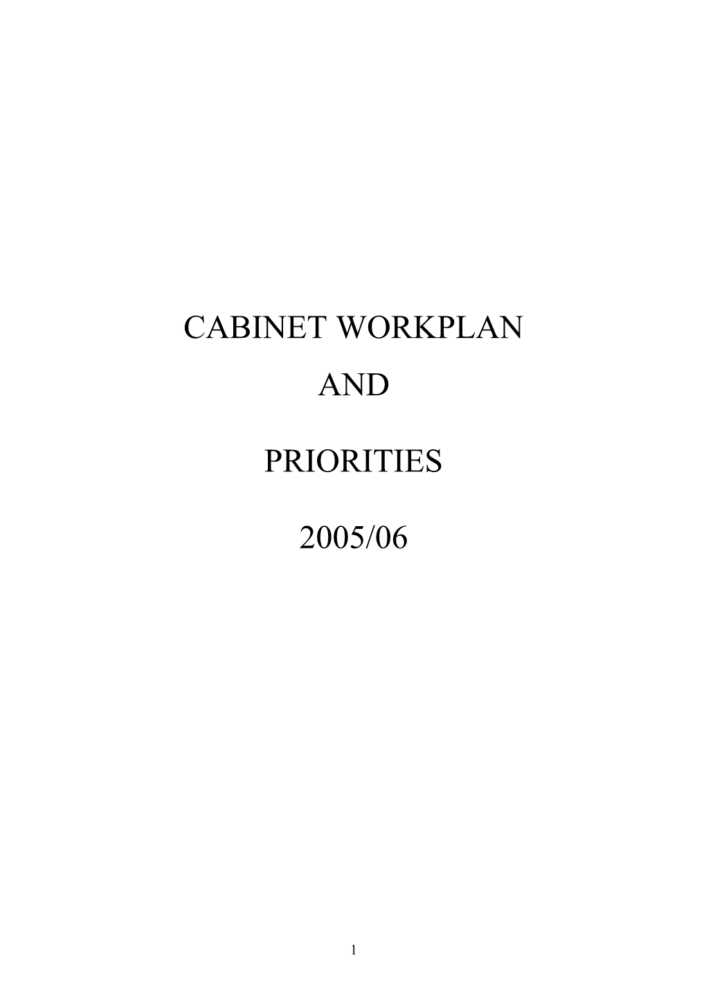 Cabinet Workplan