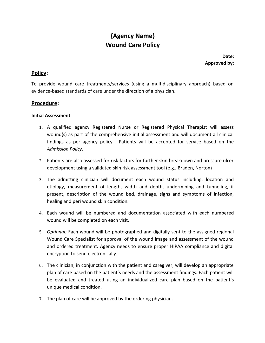 Wound Care Policy
