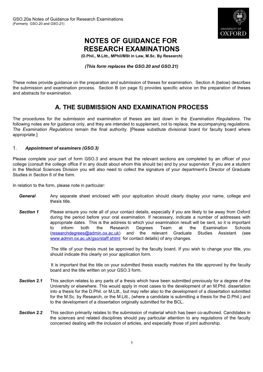 A. the Submission and Examination Process