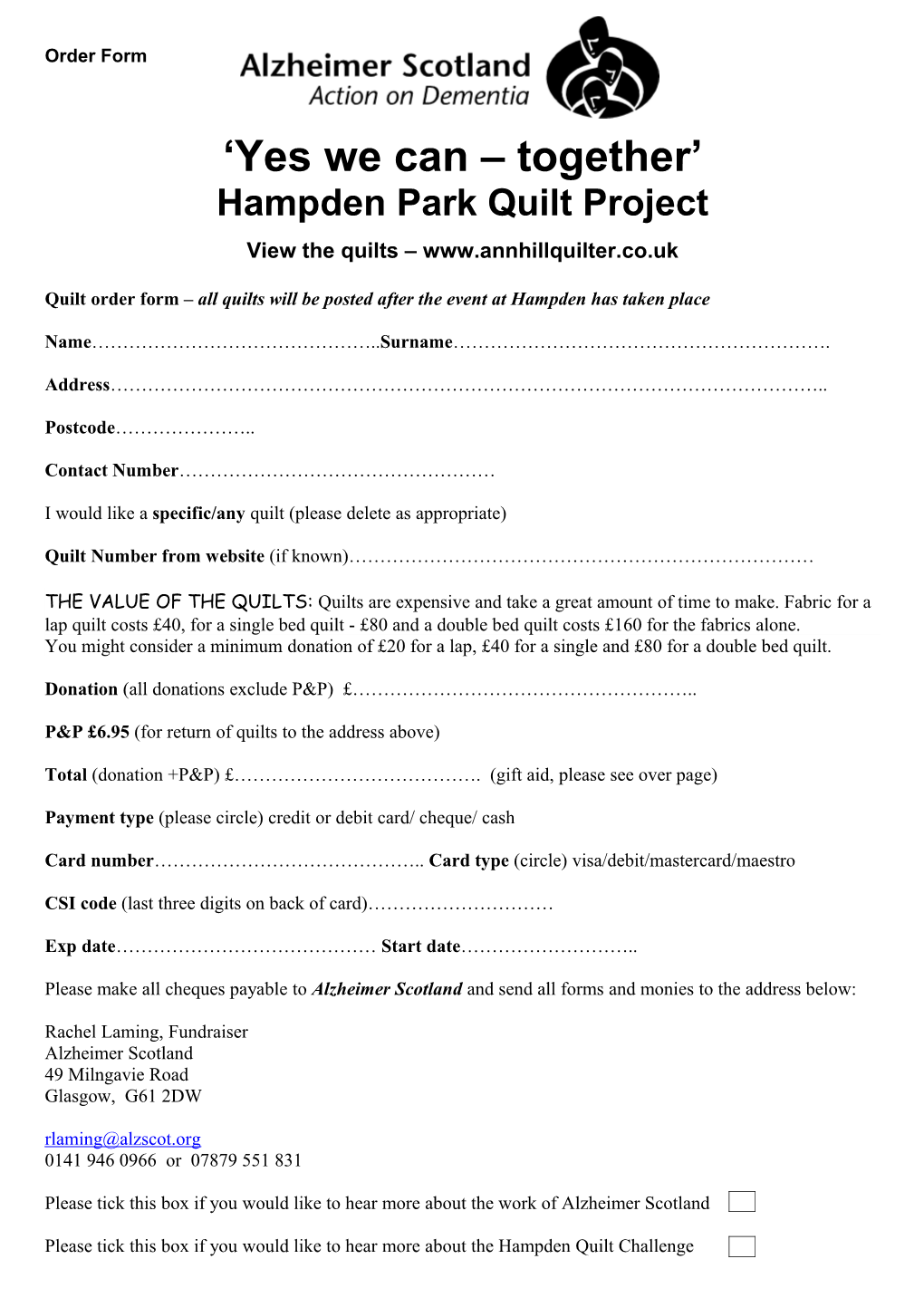 Hampden Park Quilt Project
