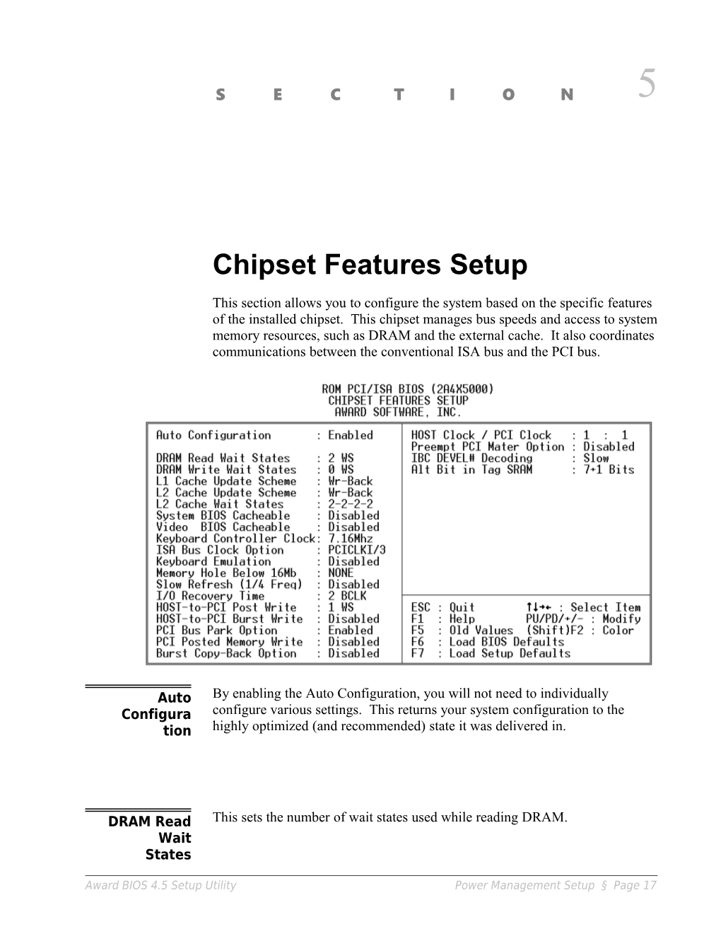 Chipset Features Setup