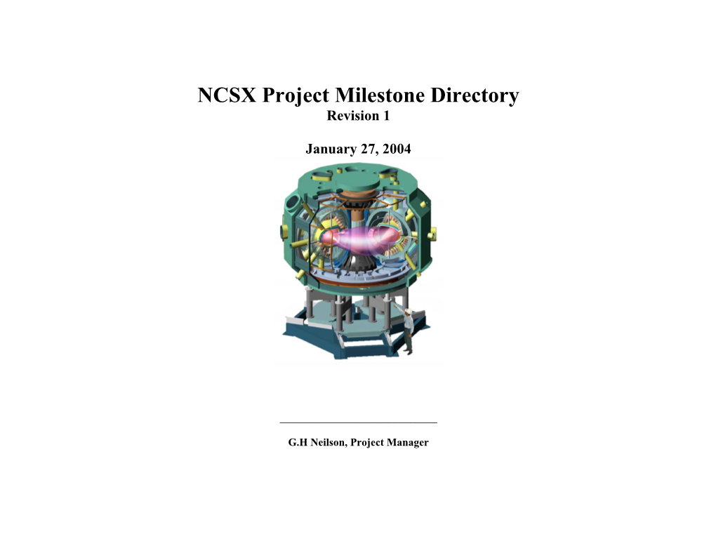 NCSX Project Milestone Directory