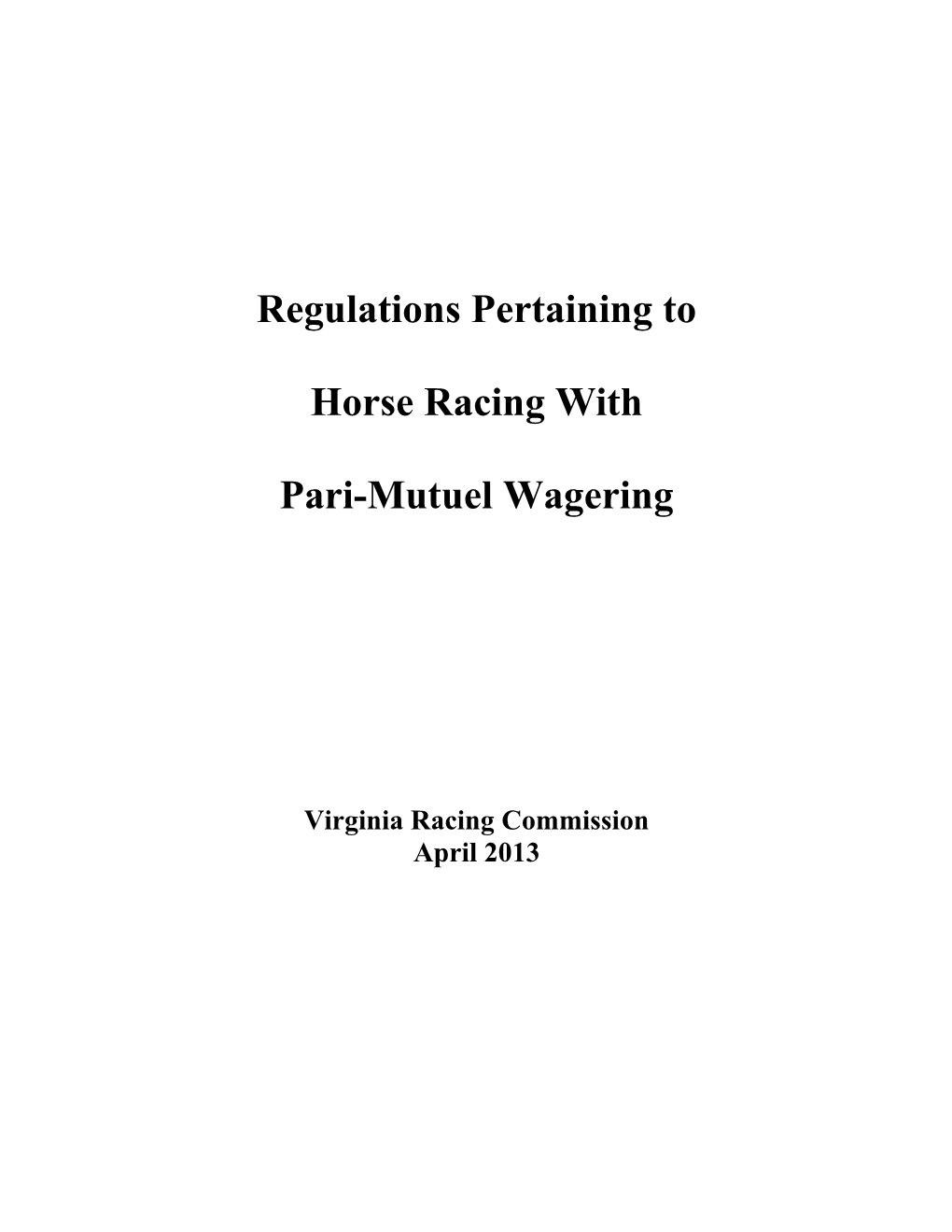 Regulations Pertaining To
