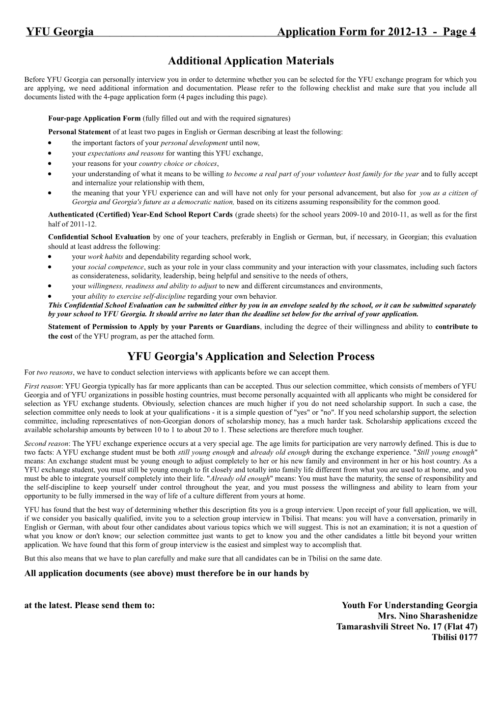 YFU Georgiaapplication Form for 2012-13 - Page 4