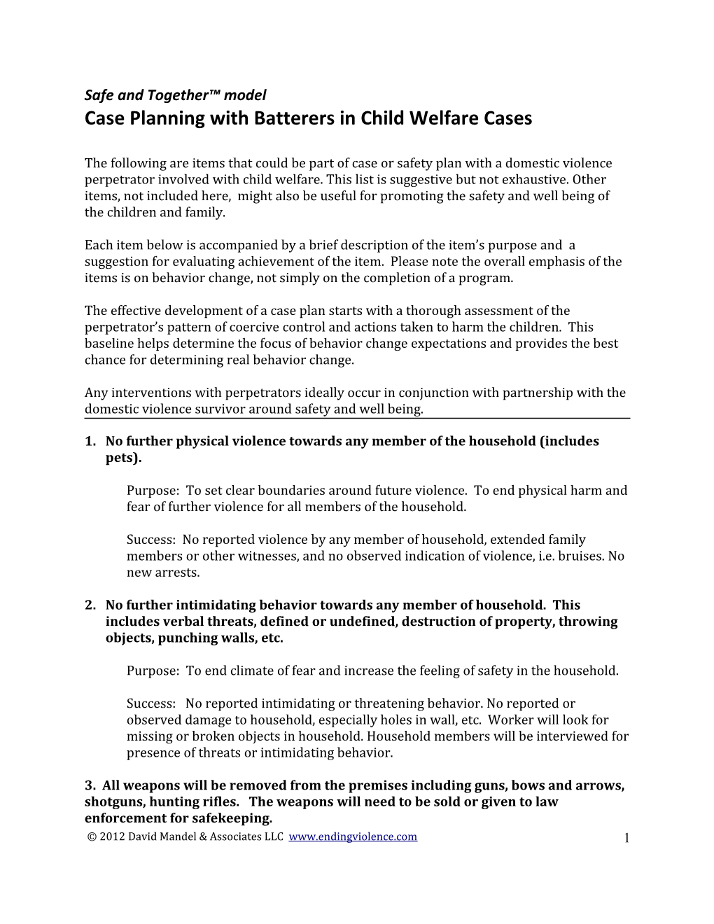 Case Planning with Batterers in Child Welfare Cases