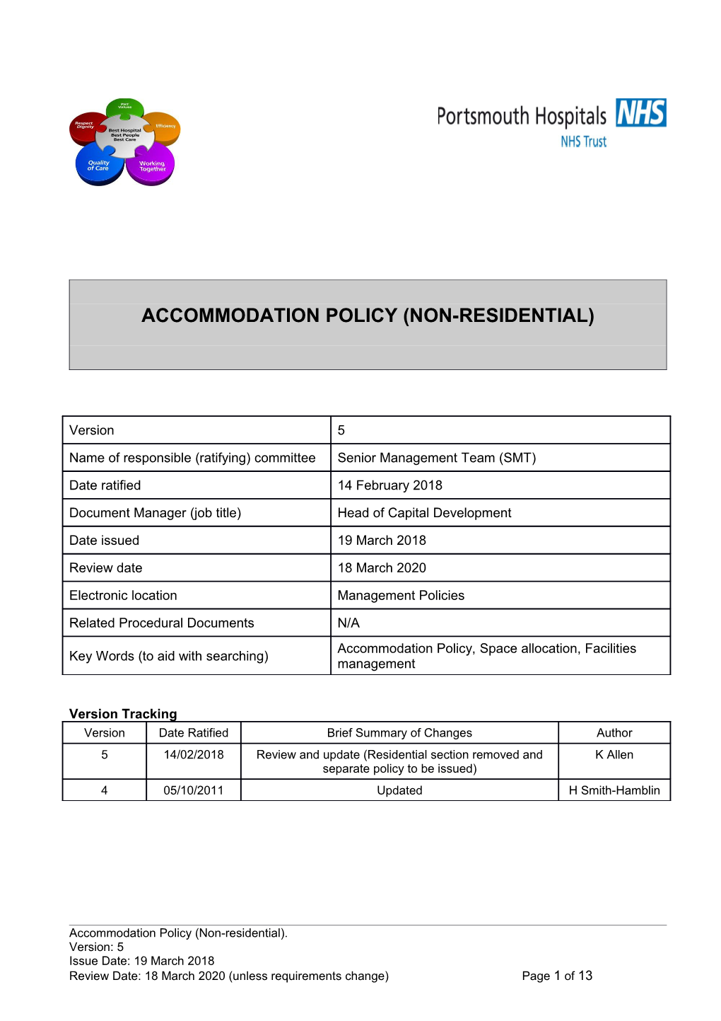 Accommodation Policy (Non-Residential)