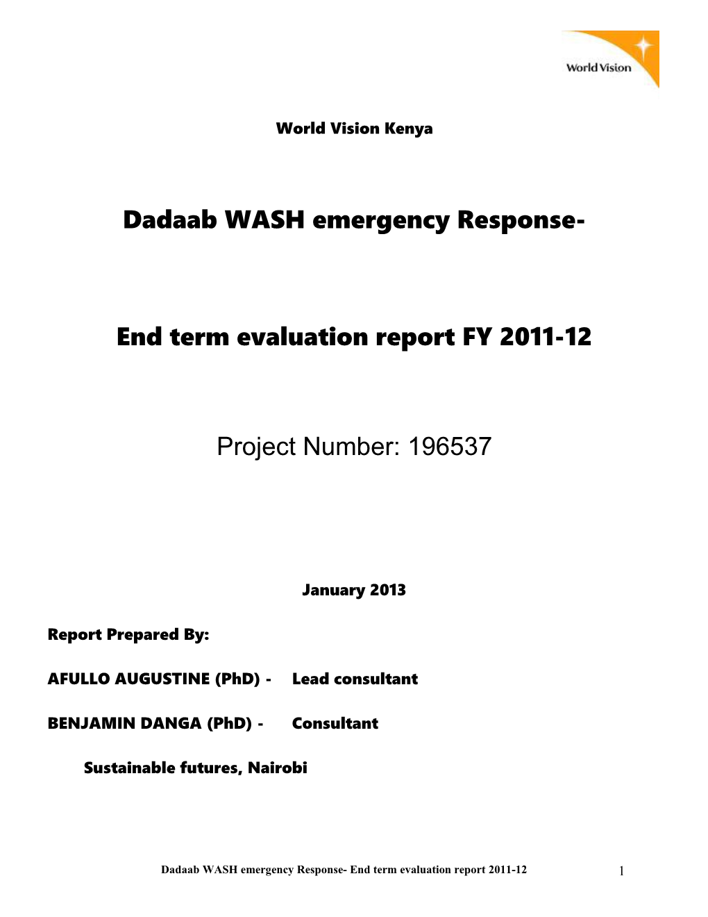Dadaab WASH Emergency Response