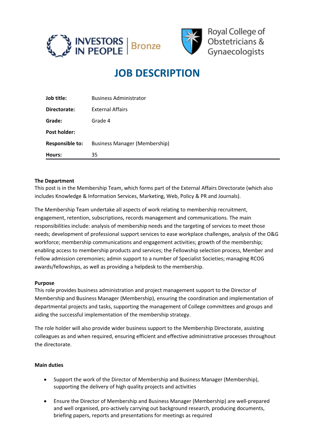 Job Title:Business Administrator