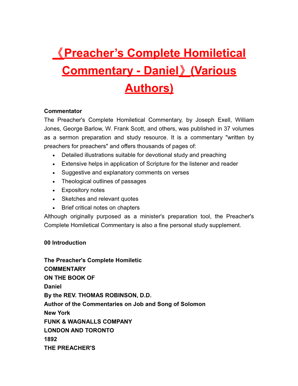Preacher S Completehomileticalcommentary- Daniel (Various Authors)