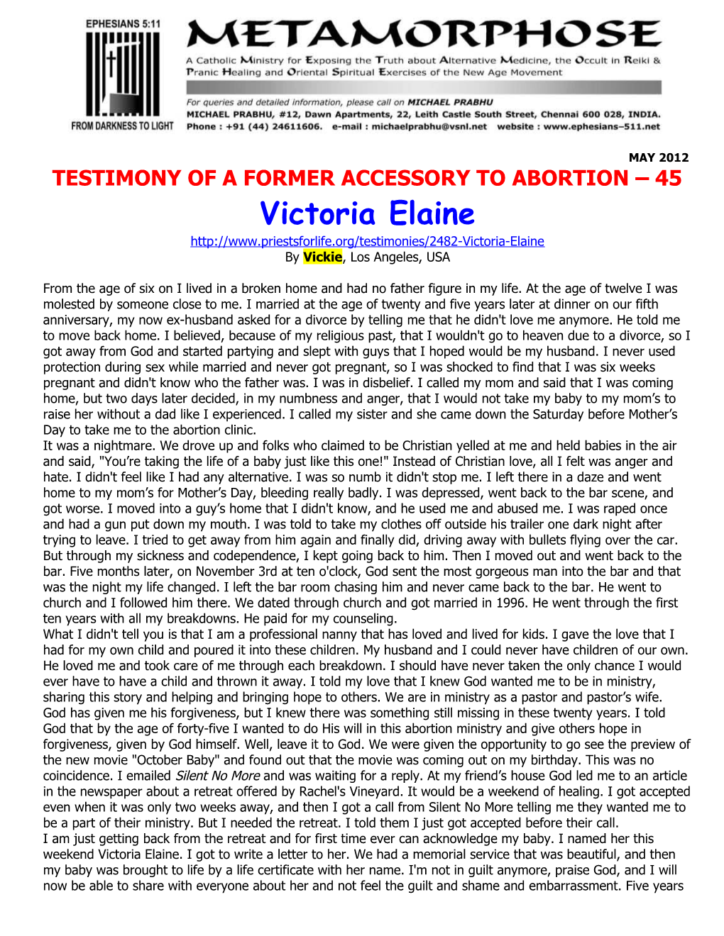 Testimony of a Former Accessory to Abortion 45