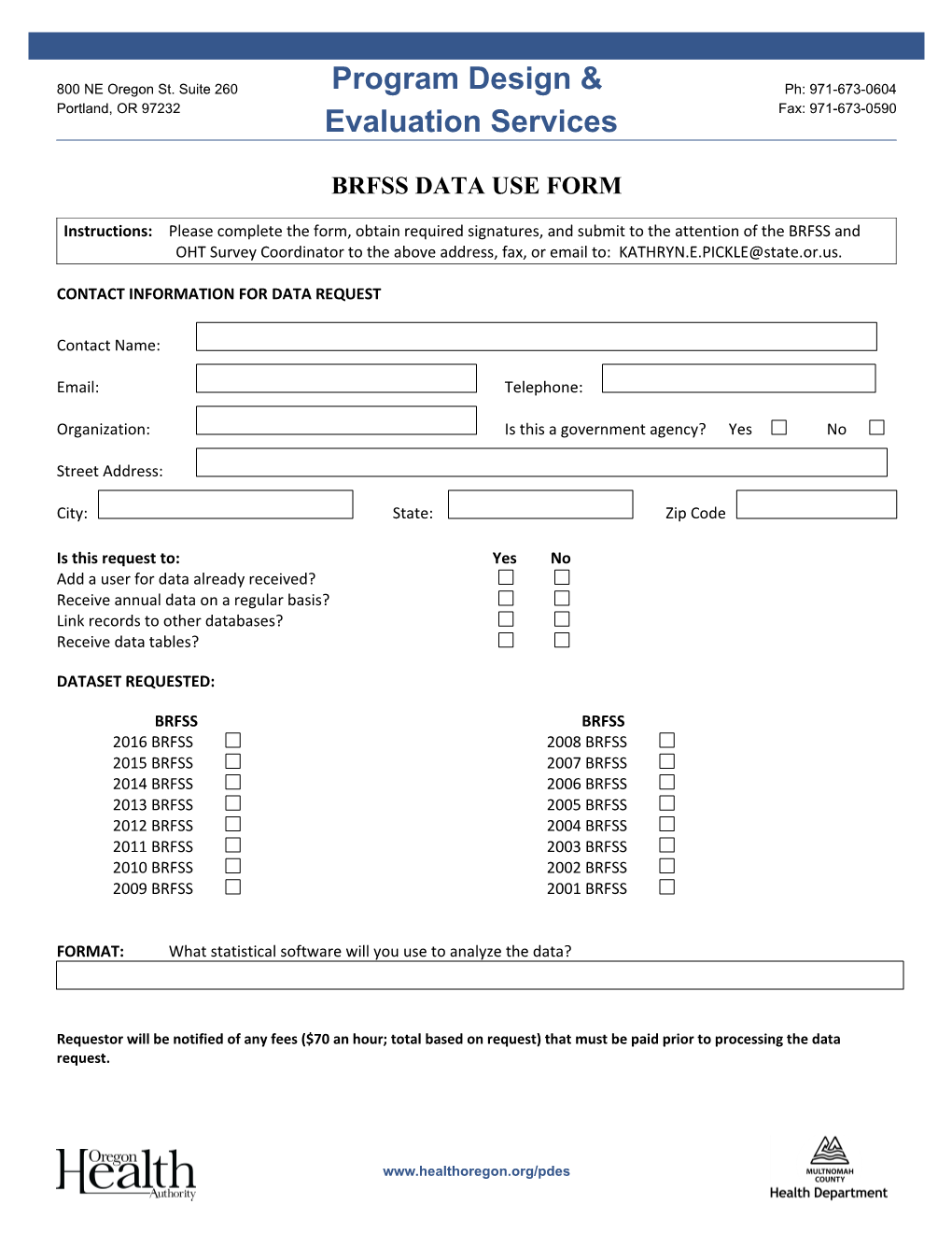 Brfss Data Use Form