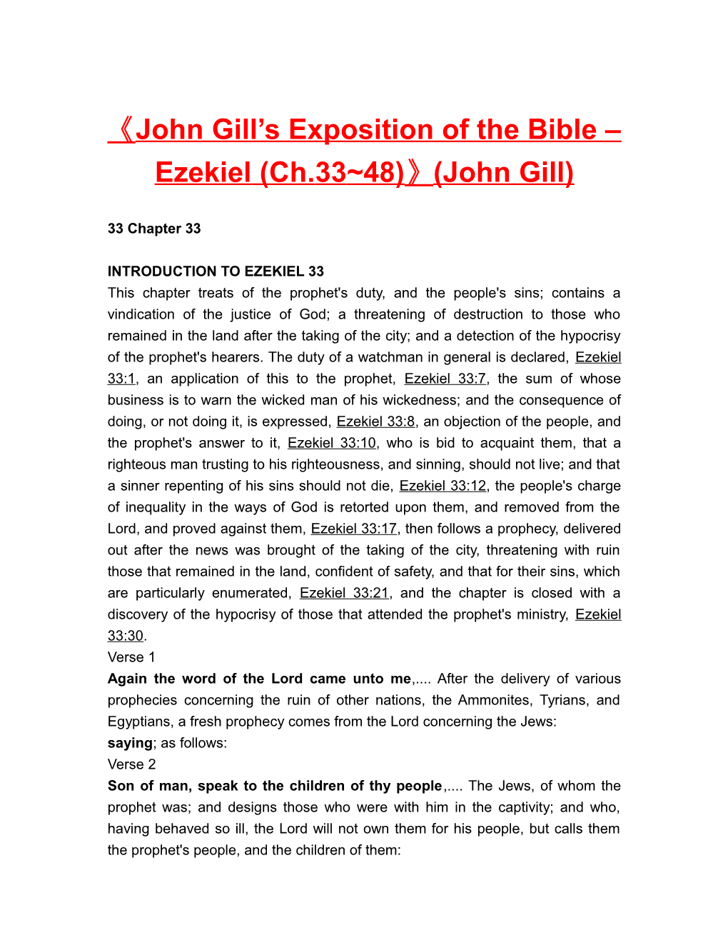 John Gill S Exposition of the Bible Ezekiel (Ch.33 48) (John Gill)