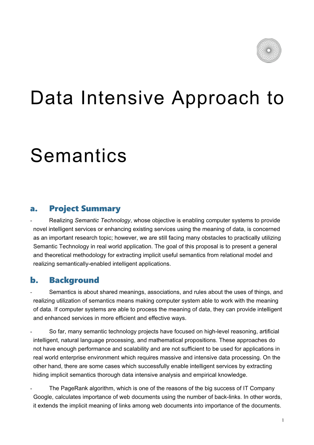 Data Intensive Approach to Semantics