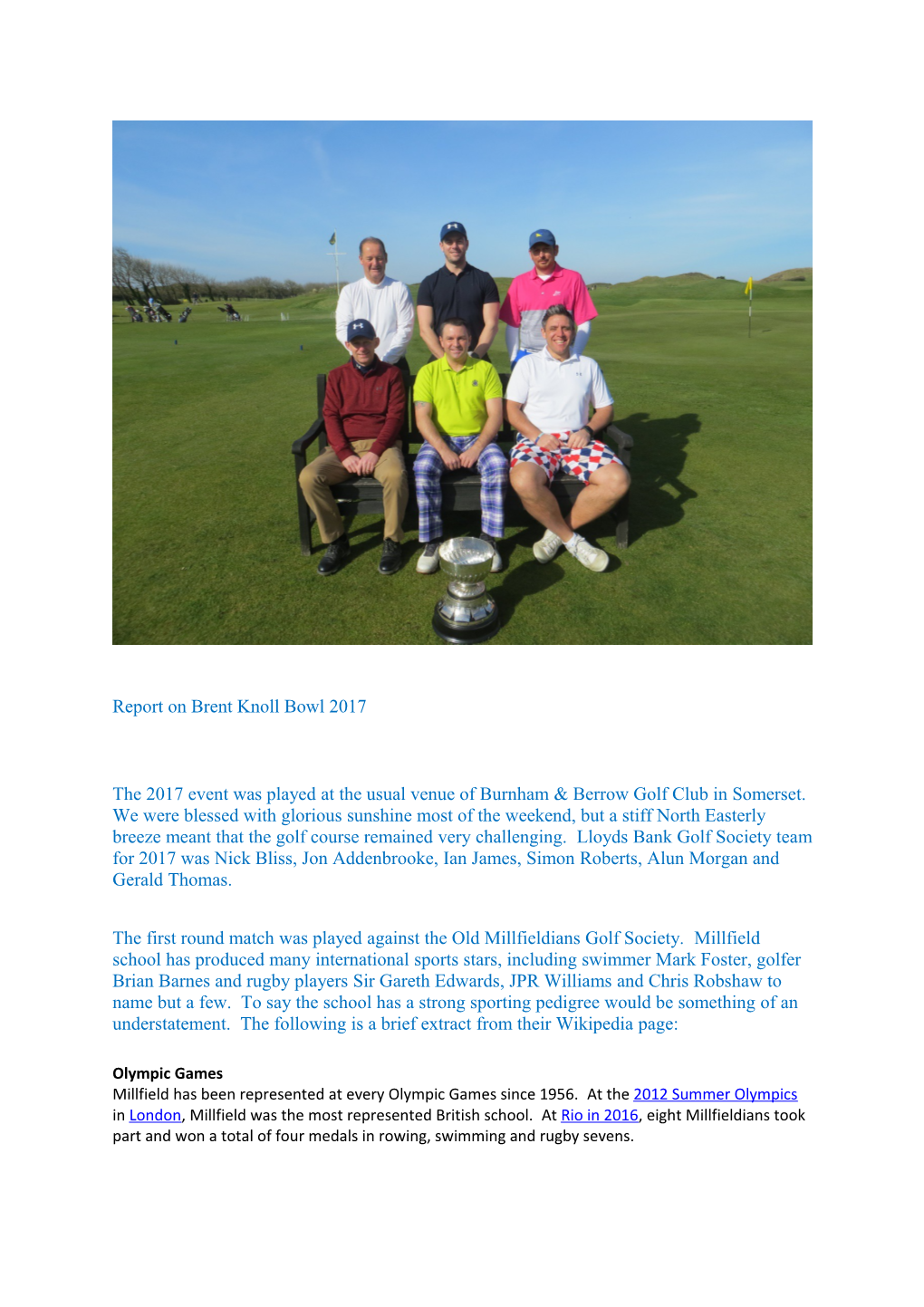 Report on Brent Knoll Bowl 2017