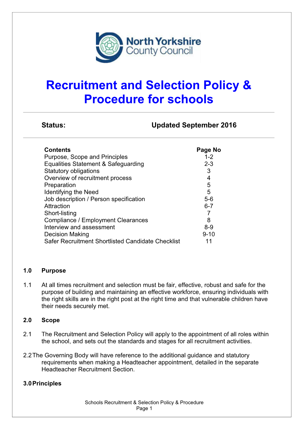 Recruitment and Selection Policy Procedure