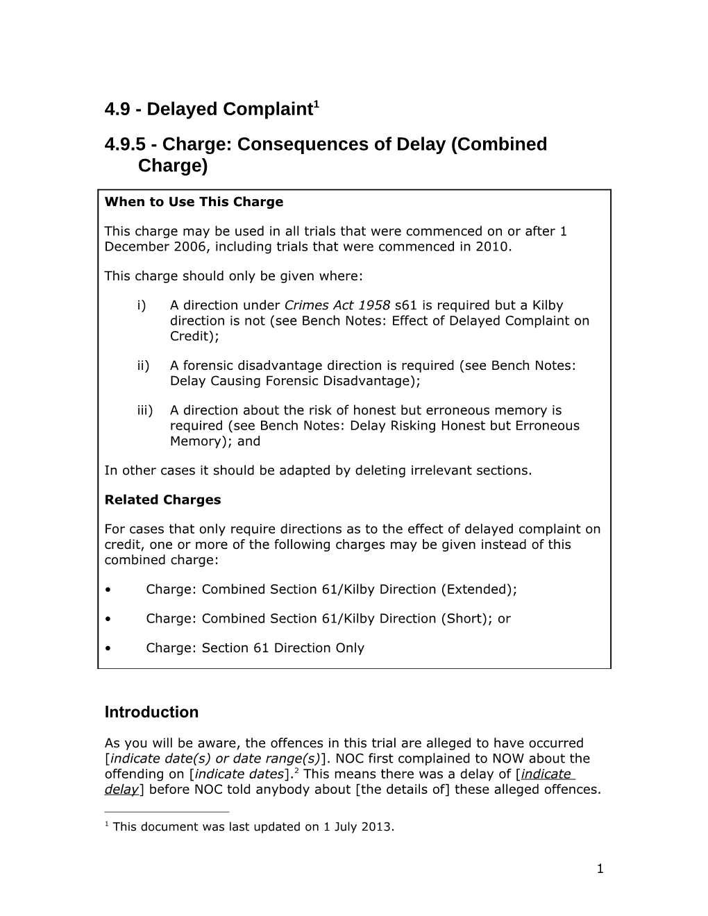 4.9.5 - Charge: Consequences of Delay (Combined Charge)