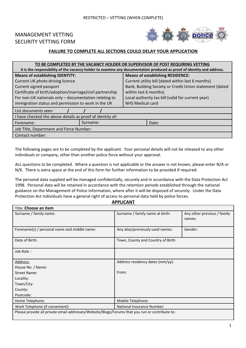 Restricted Vetting (When Complete)