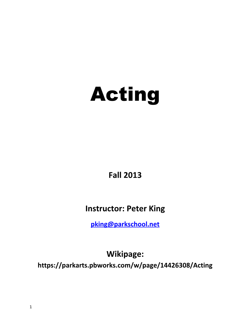 Instructor: Peter King