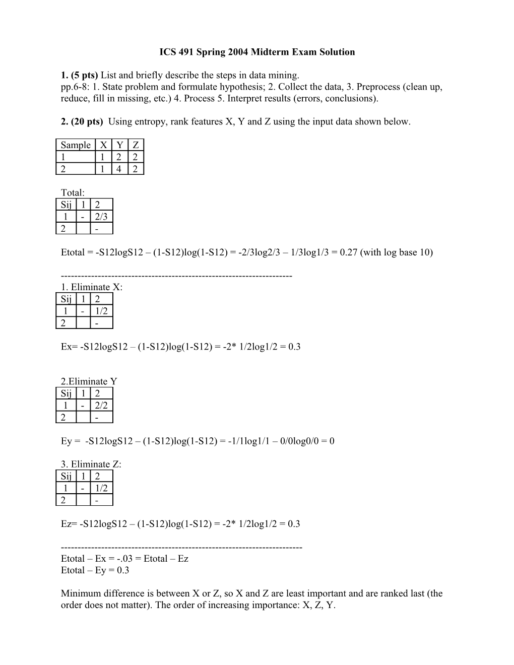 ICS 491 Spring 2004 Midterm Exam