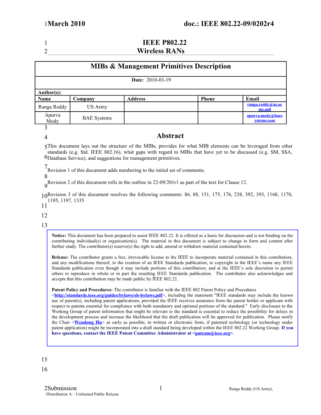 IEEE P802.22 DRAFT Version 2.0