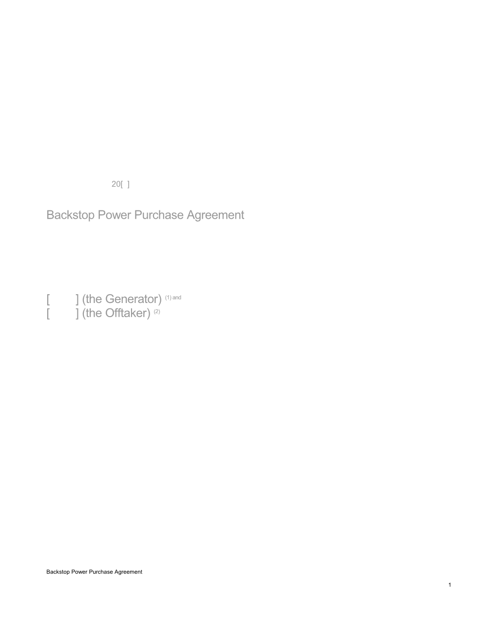 Backstop Power Purchase Agreement