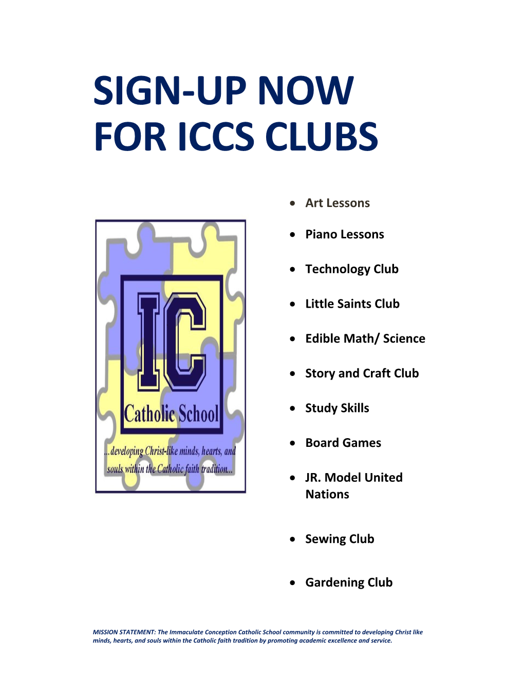 Sign-Up Now for Iccs Clubs