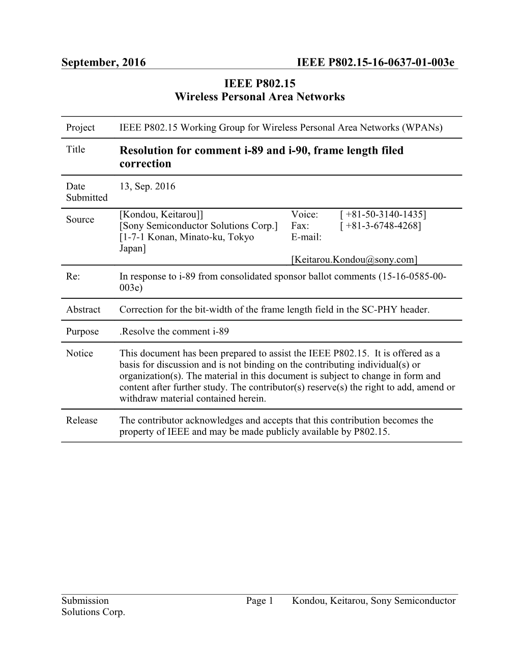 Resolution for Comment I-89 and I-90, Frame Length Filed Correction