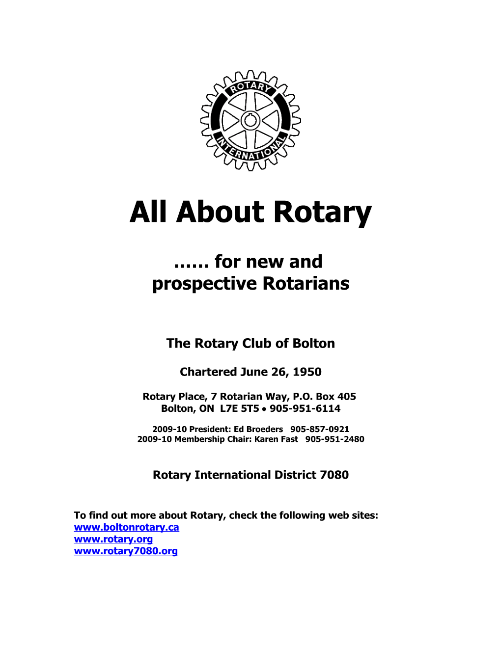 Rotary Club of Milton New Members Manual
