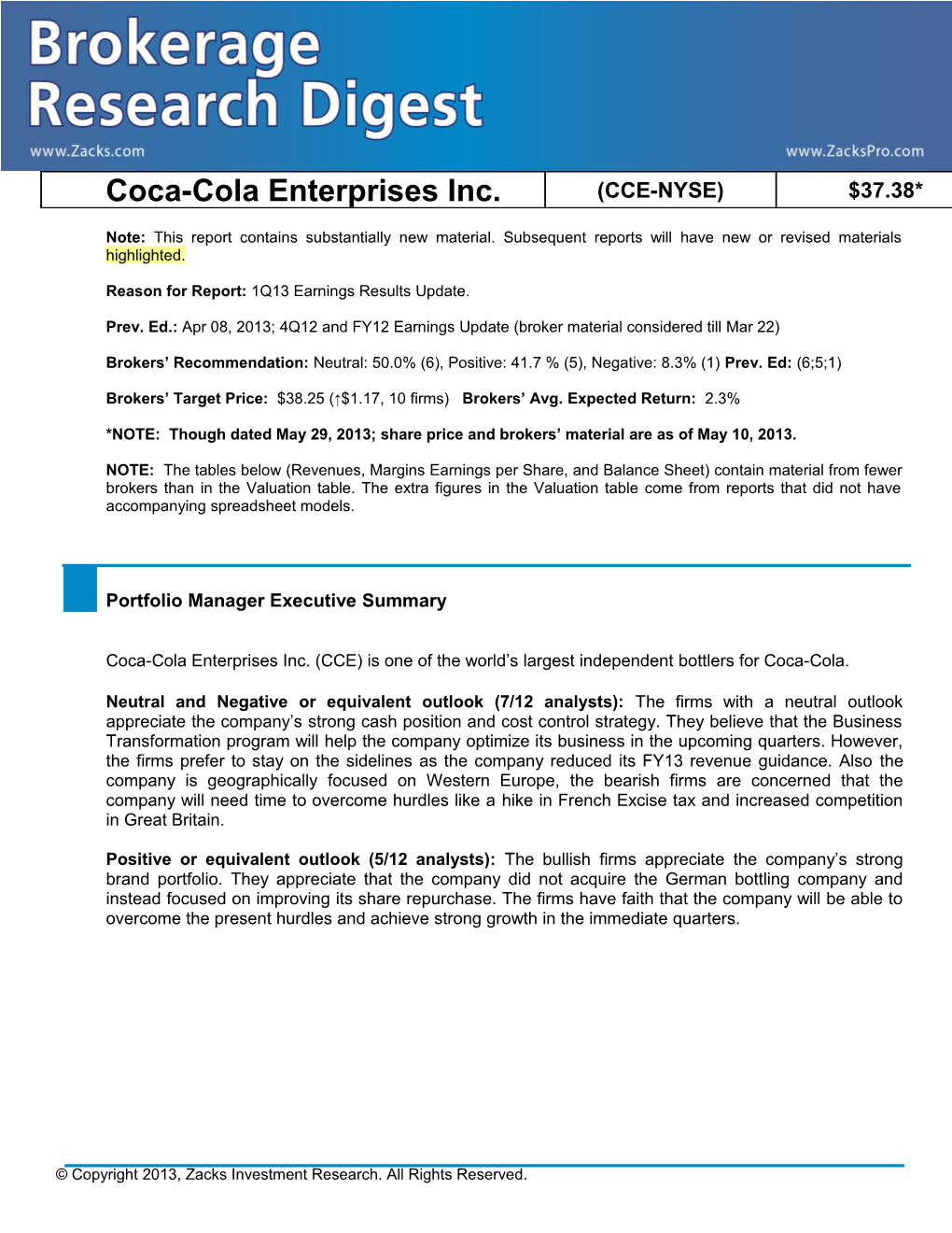 Coca-Cola Enterprises Inc