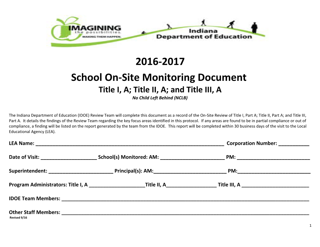 Schoolon-Site Monitoring Document