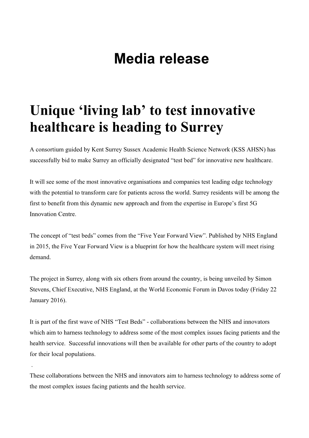 Unique Living Lab to Test Innovative Healthcare Is Heading to Surrey