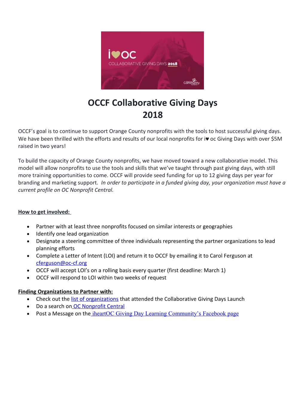 OCCF Collaborative Giving Days