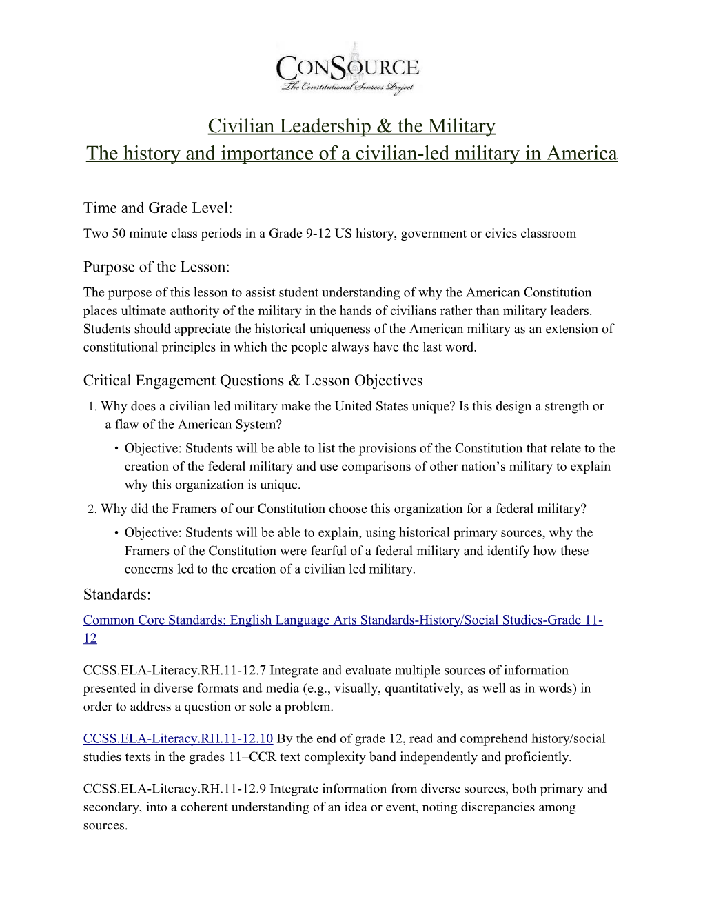 Civilian Leadership & the Military