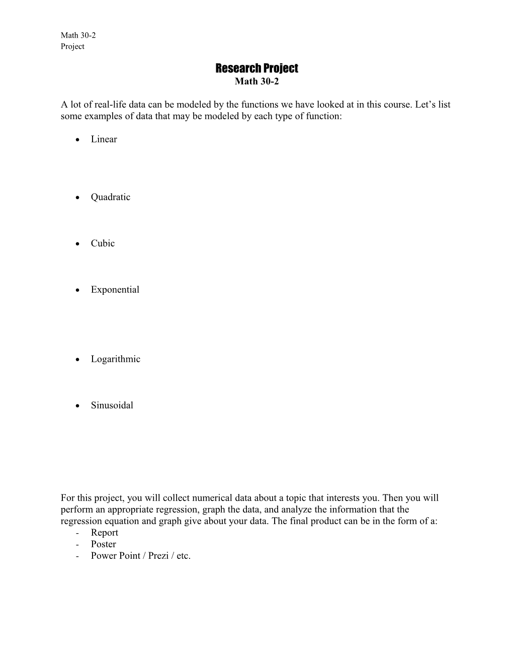 Math 20-2: Statistical Research Project