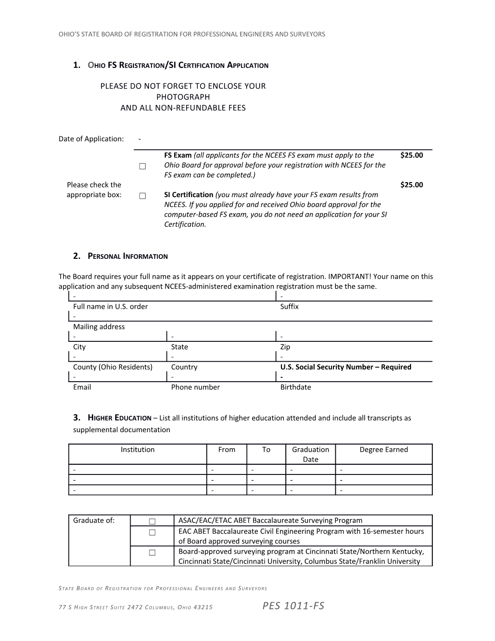 Ohio S State Board of Registration for Professional Engineers and Surveyors