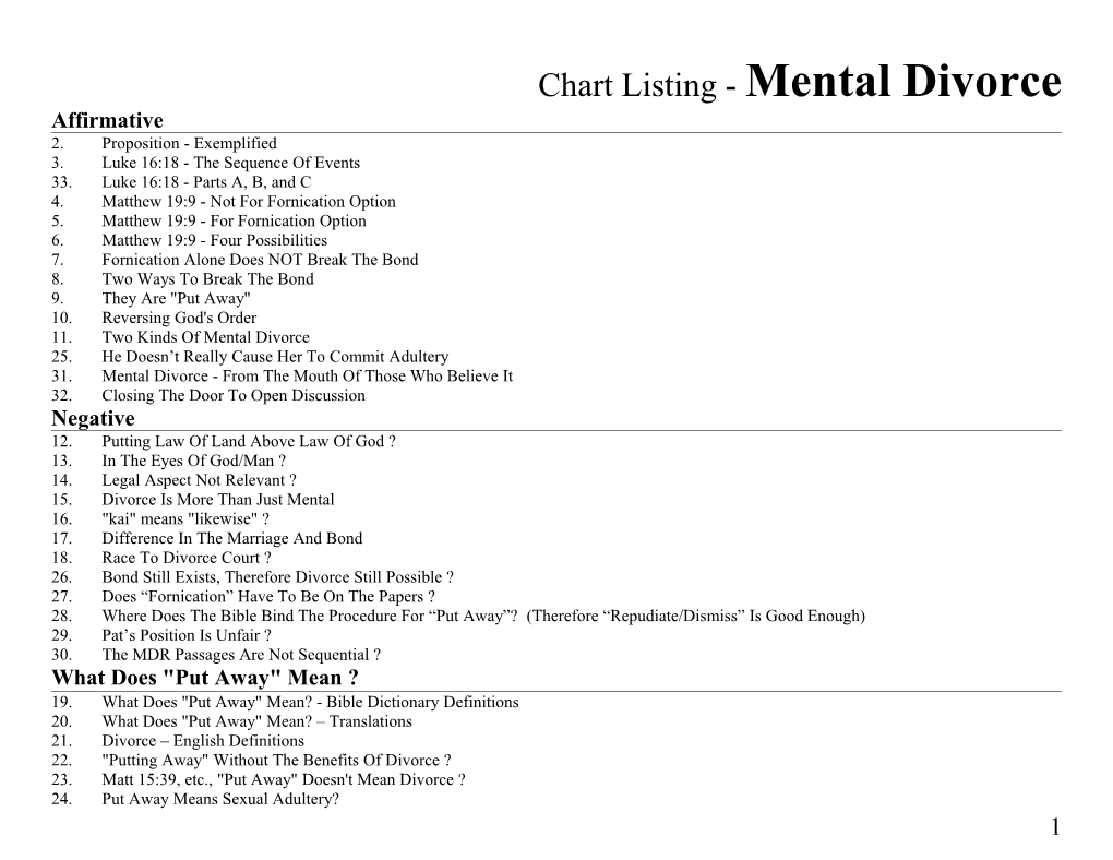 Chart Listing - Mental Divorce