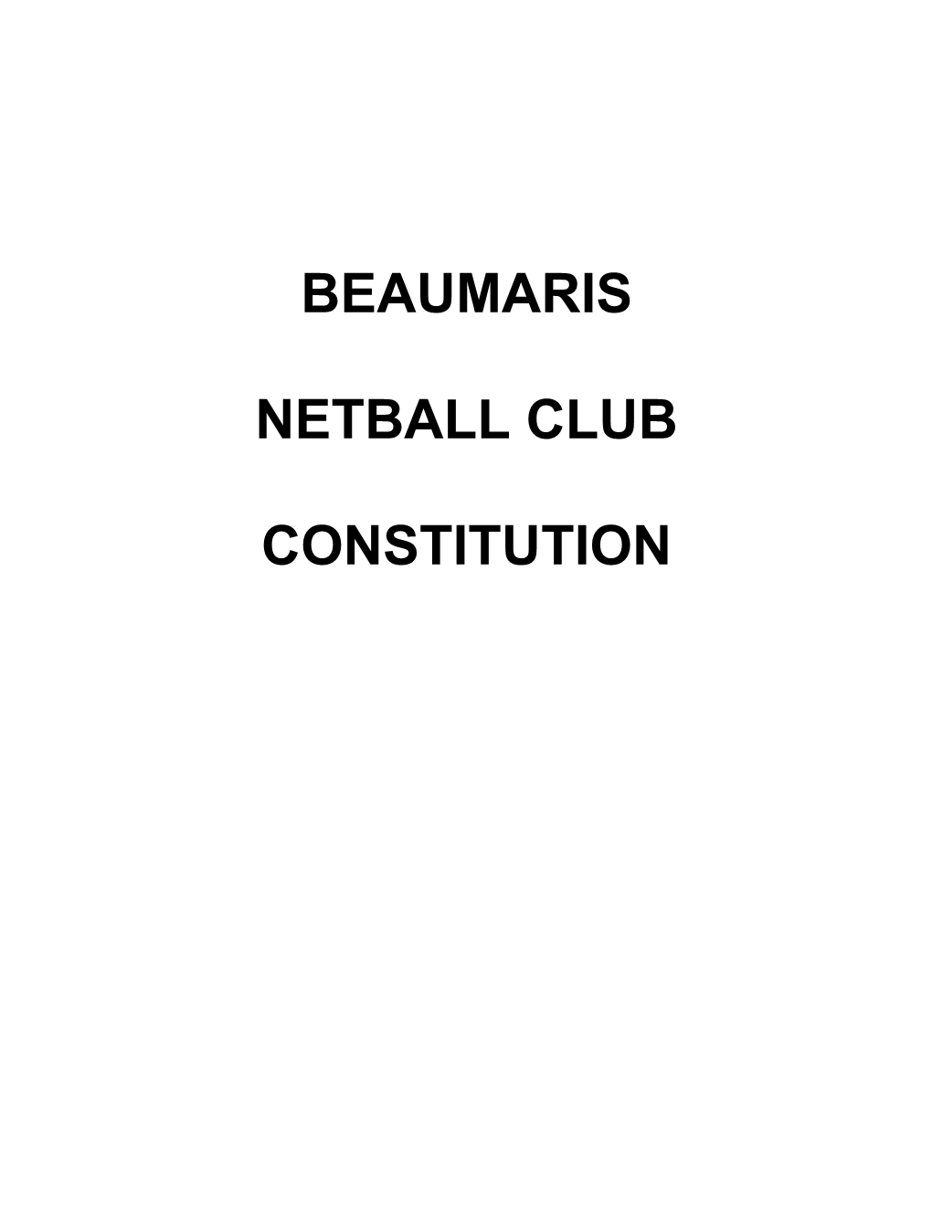 Constitution of the Beaumaris Netball Club