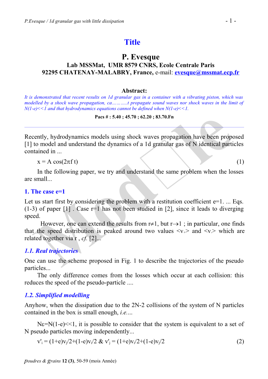 Lab Mssmat, UMR 8579 CNRS, Ecole Centrale Paris