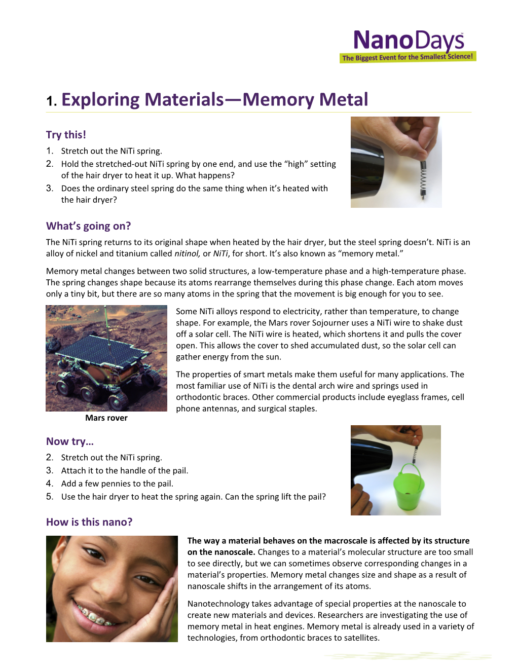 Exploring Materials Memory Metal