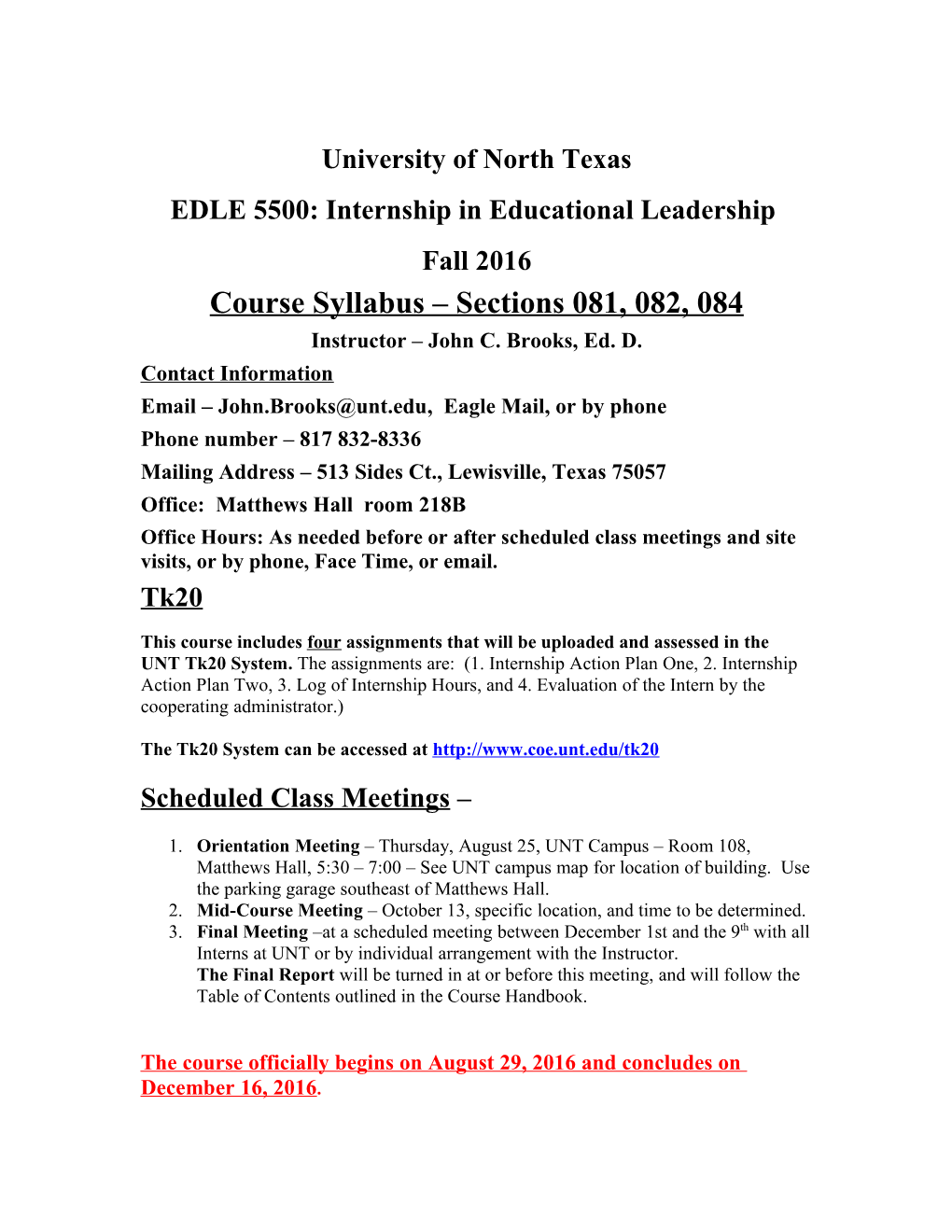 EDLE 5500: Internship in Educational Leadership