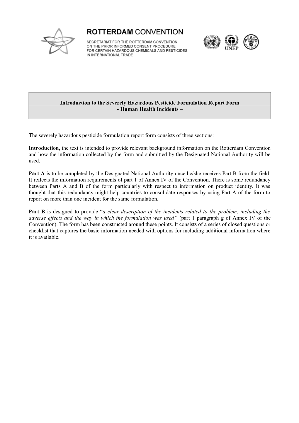 Severely Hazardous Pesticide Formulation Report Form
