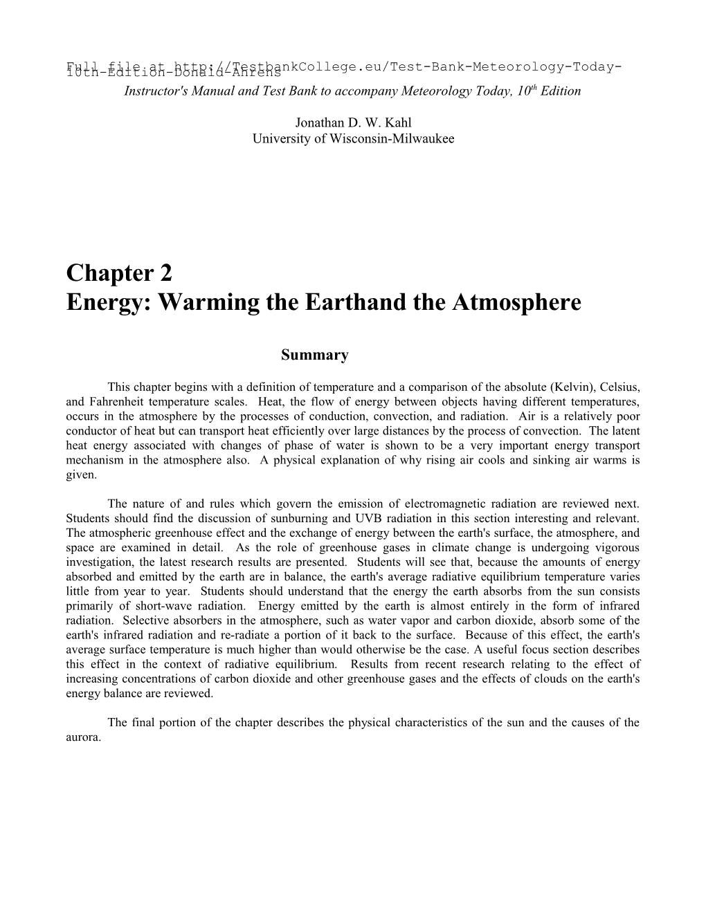 Instructor's Manual and Test Bank to Accompany Meteorology Today, 10Th Edition