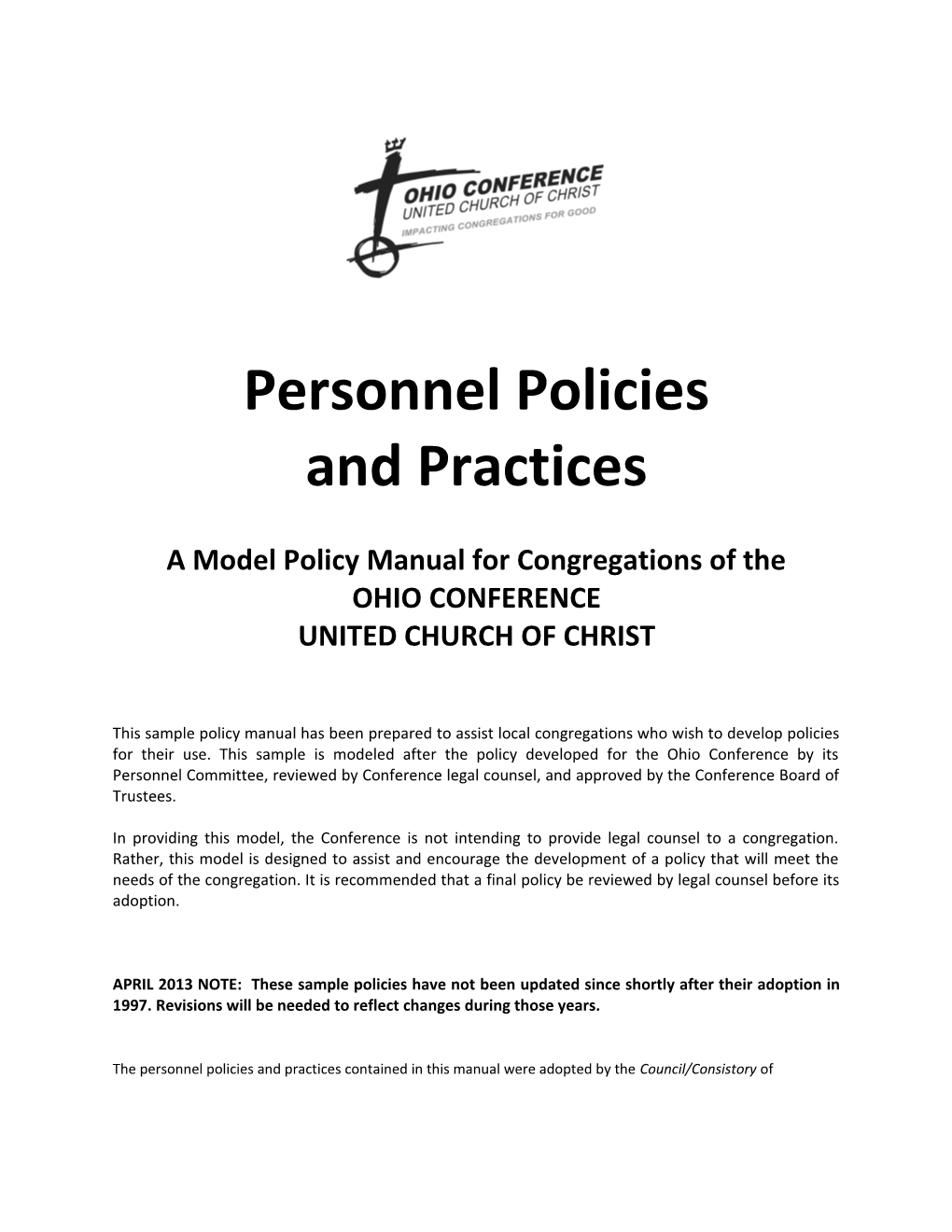 A Model Policy Manual for Congregations of The