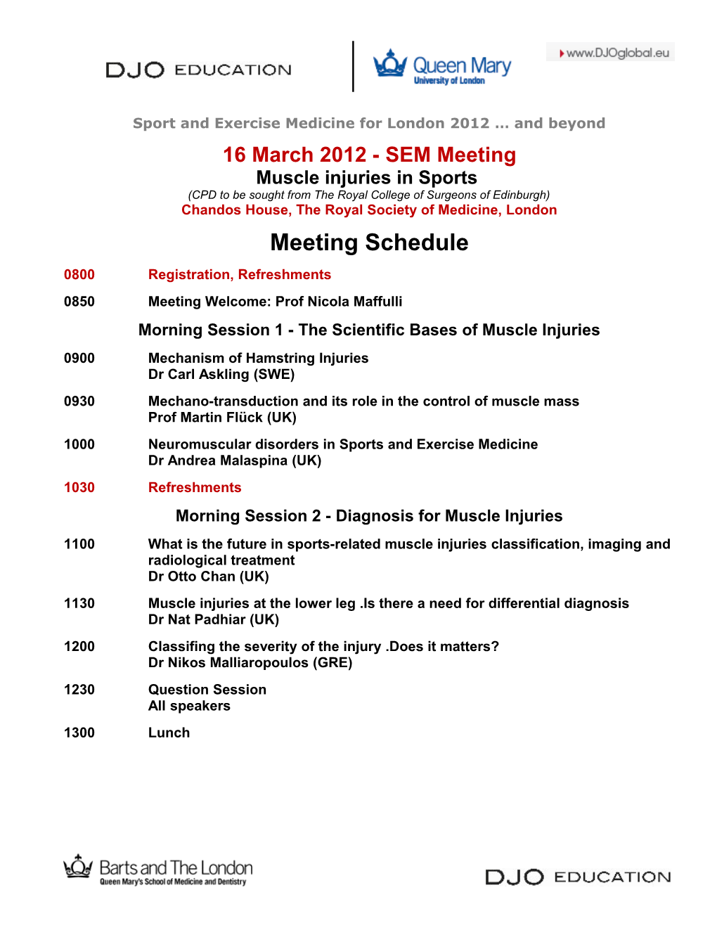 Sport and Exercise Medicine for London 2012 and Beyond