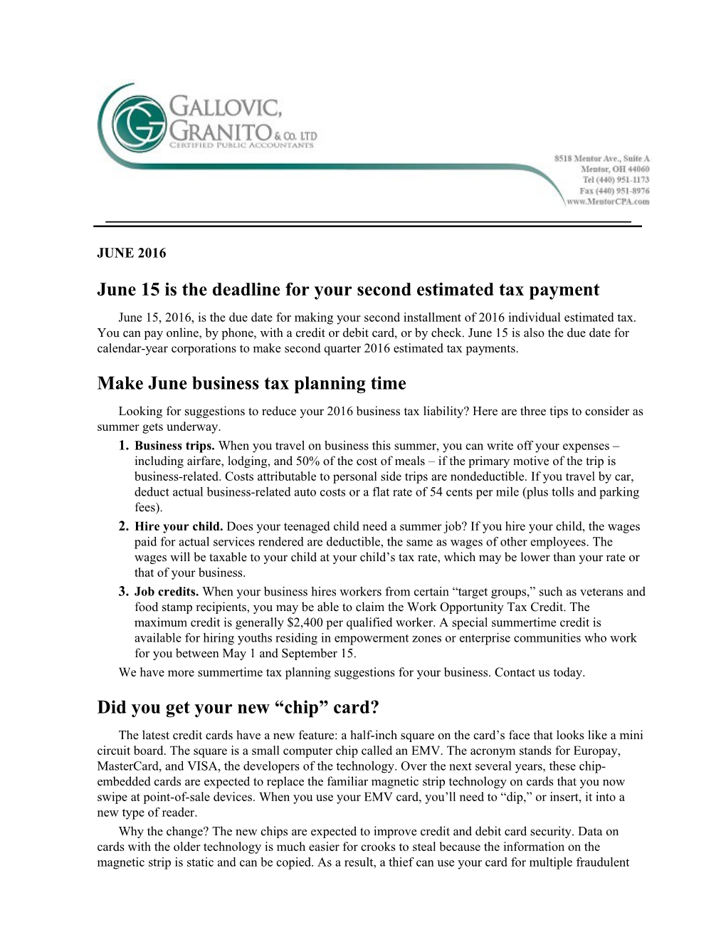 June 15 Is the Deadline for Your Second Estimated Tax Payment