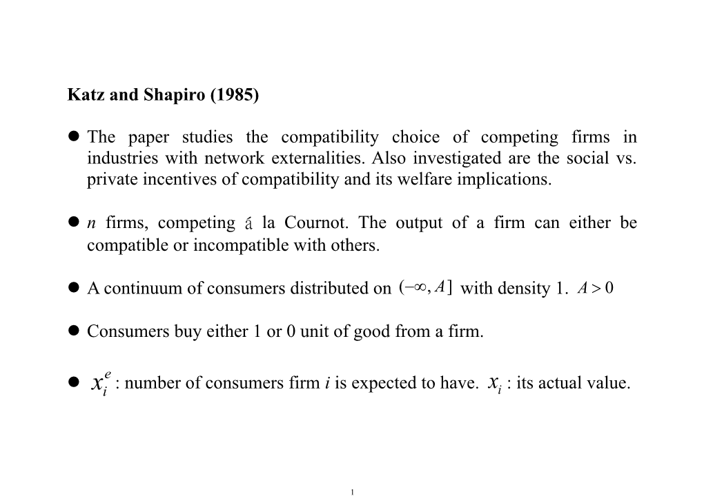 Katz and Shapiro (1985)