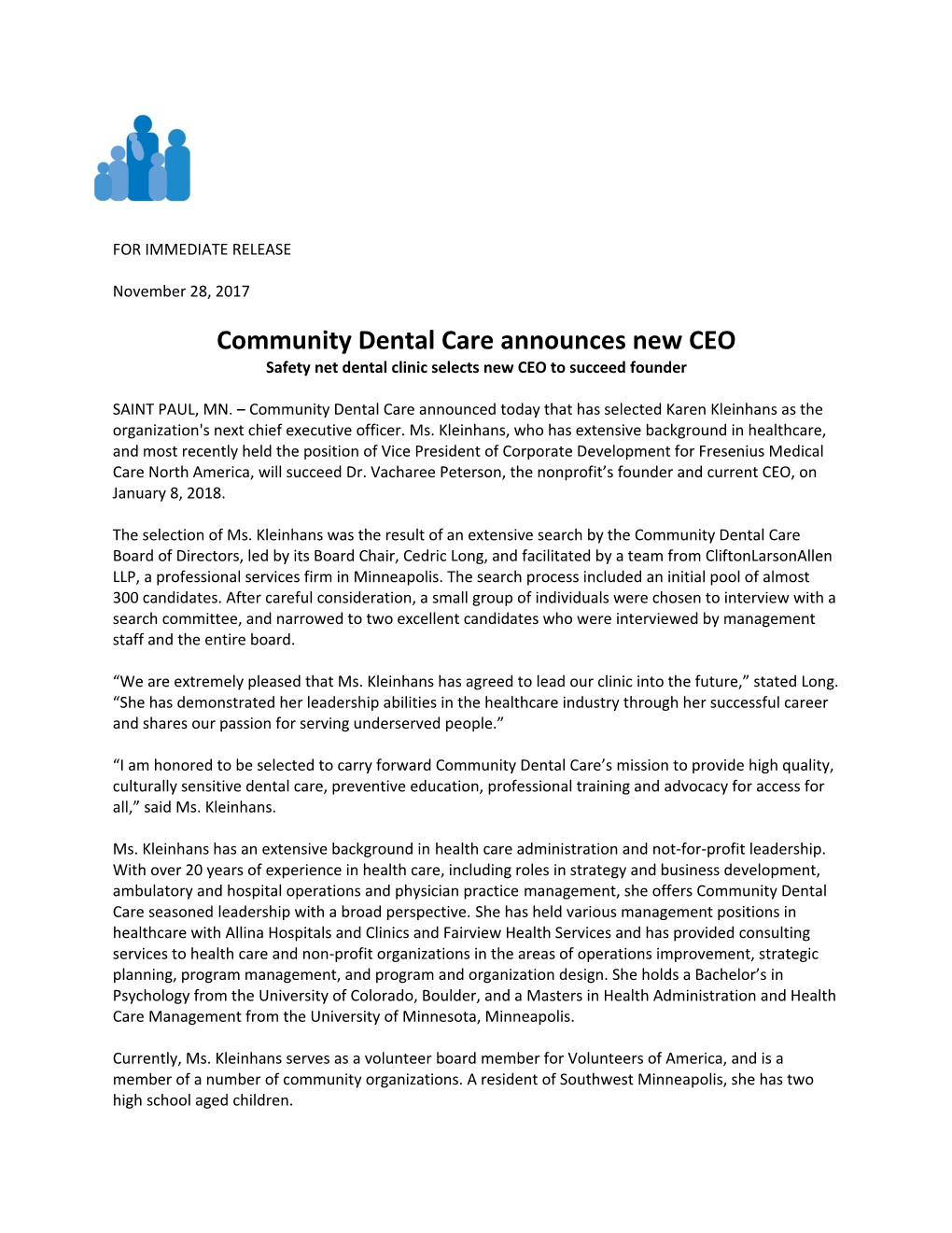 Community Dental Care Announces New CEO